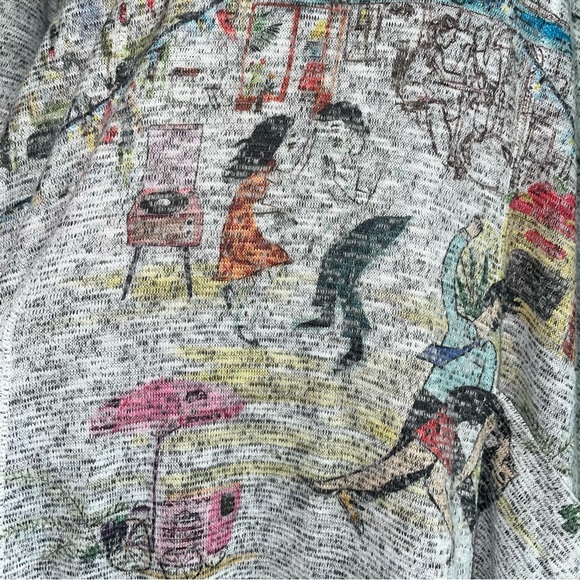 Inoah Wearable Art Tunic Top 3/4 Sleeve Asymmetric Hem Crew Neck Size Medium - Picture 3 of 10